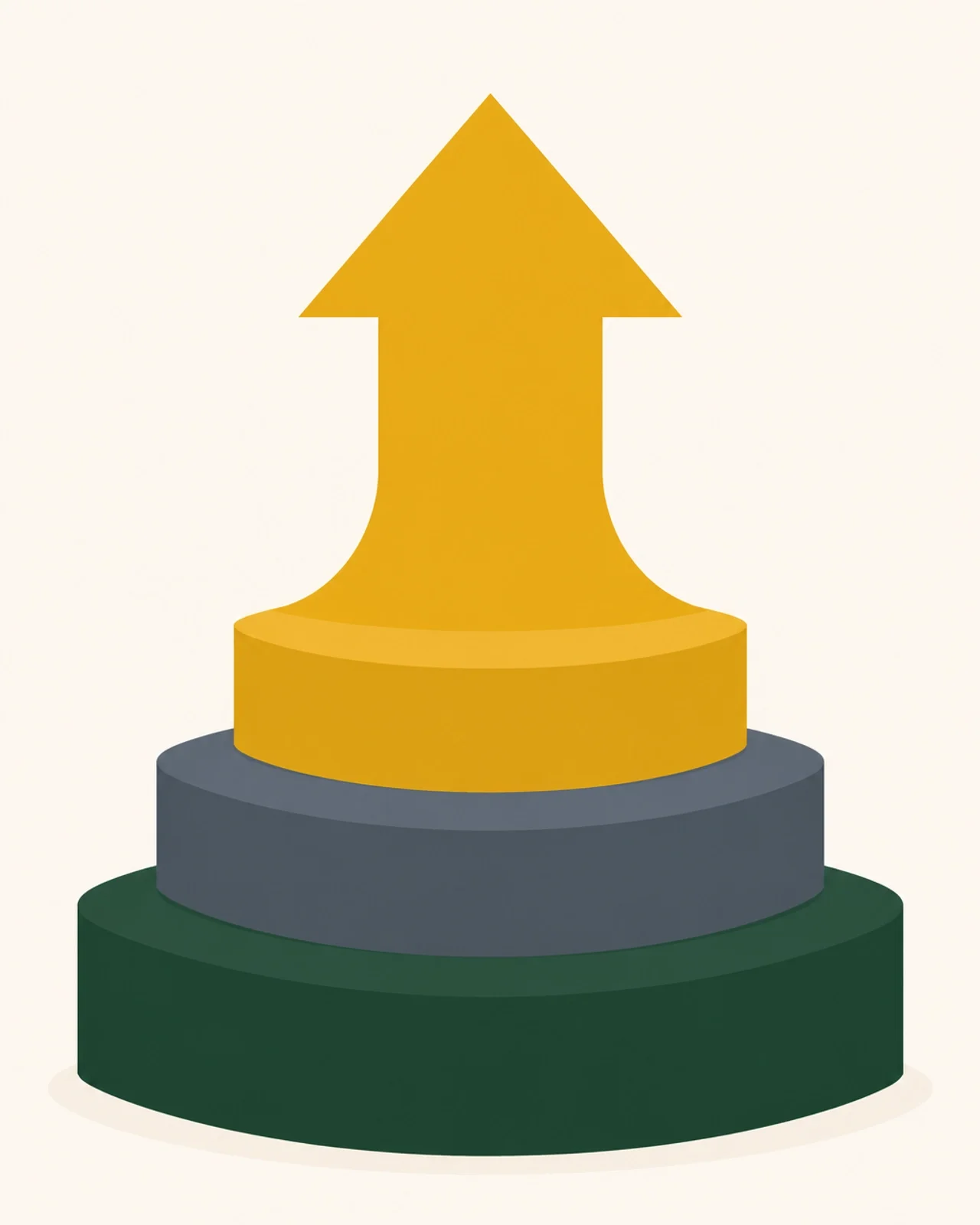A minimalist illustration of a solid foundation made of curved geometric blocks supporting a rising arrow, representing structural integrity in business.