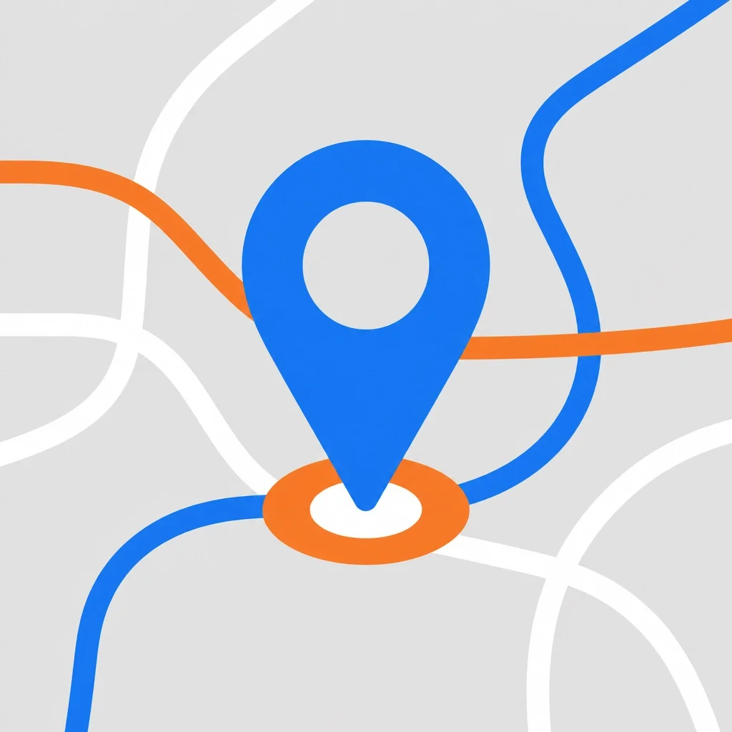 A stylized, geometric GPS pin centered on a field of clean, intersecting curved lines, symbolizing pinpoint accuracy and clarity.