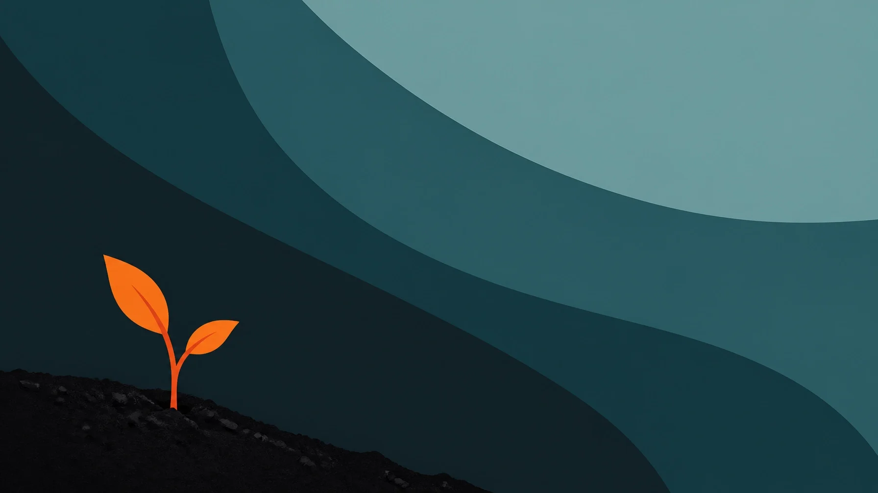 Minimalist sprout growing under hidden layers representing small business problems.