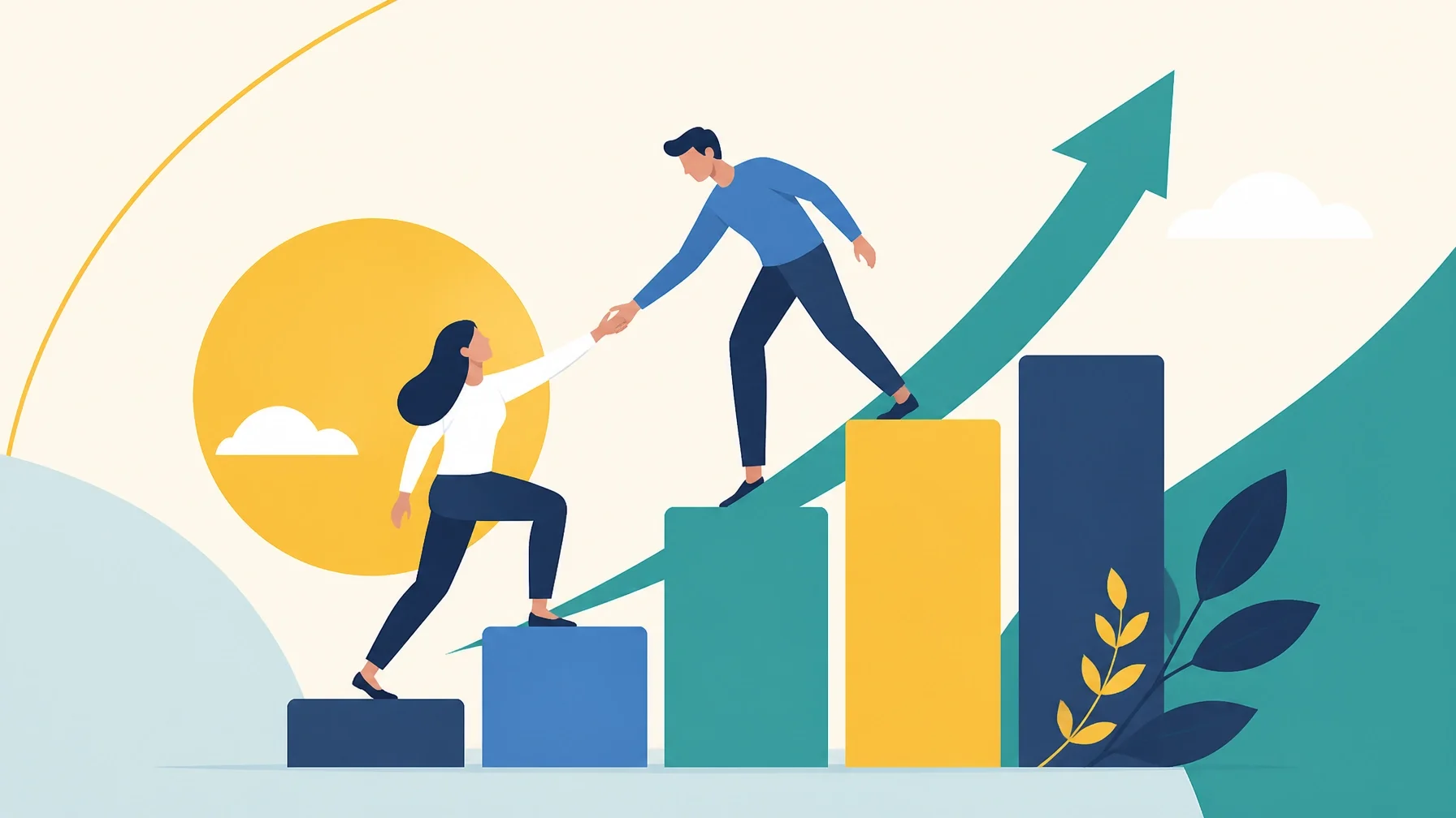 Abstract geometric illustration representing service-driven business growth