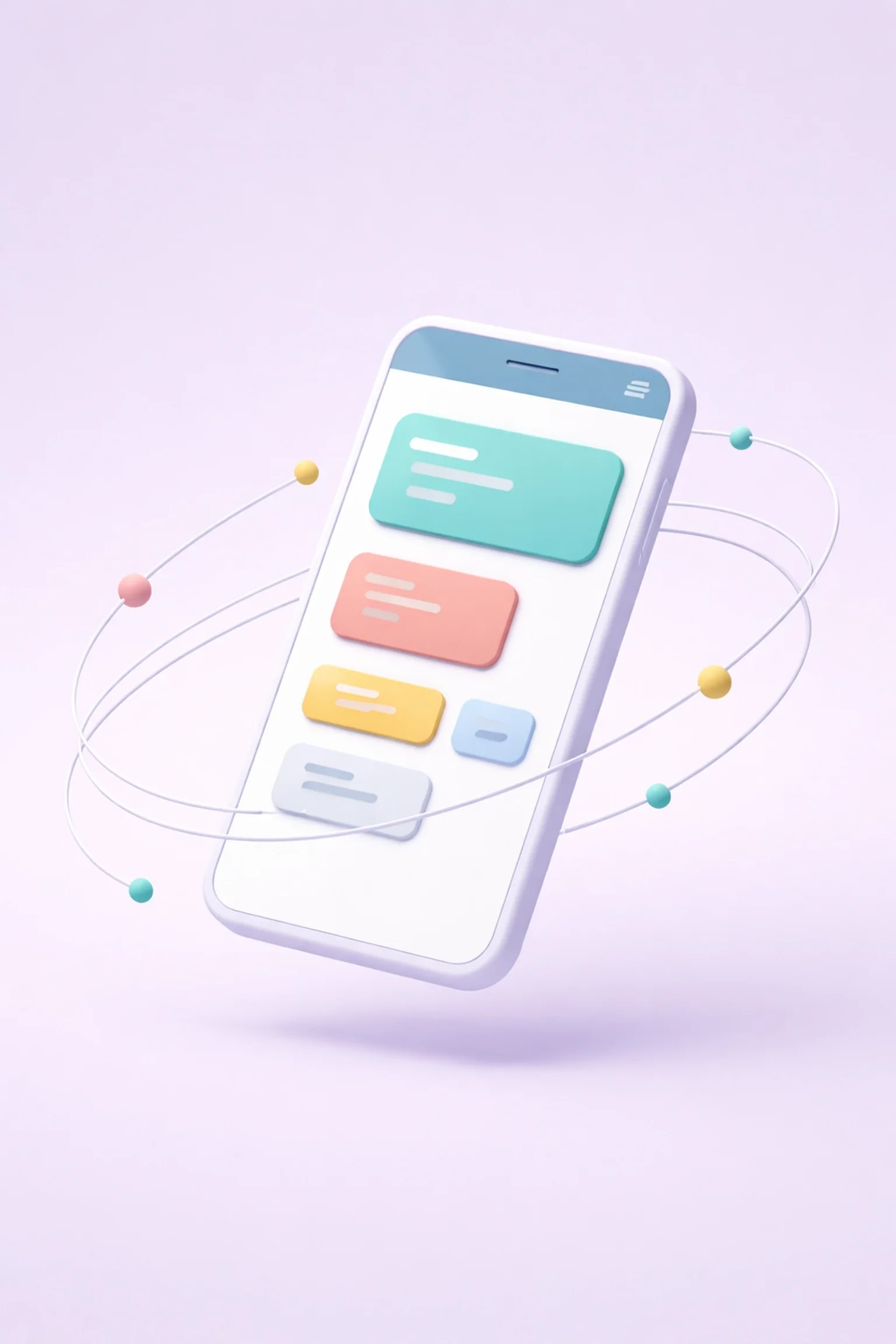Mobile app interface with layered message cards, representing streamlined communication and task updates for field teams.