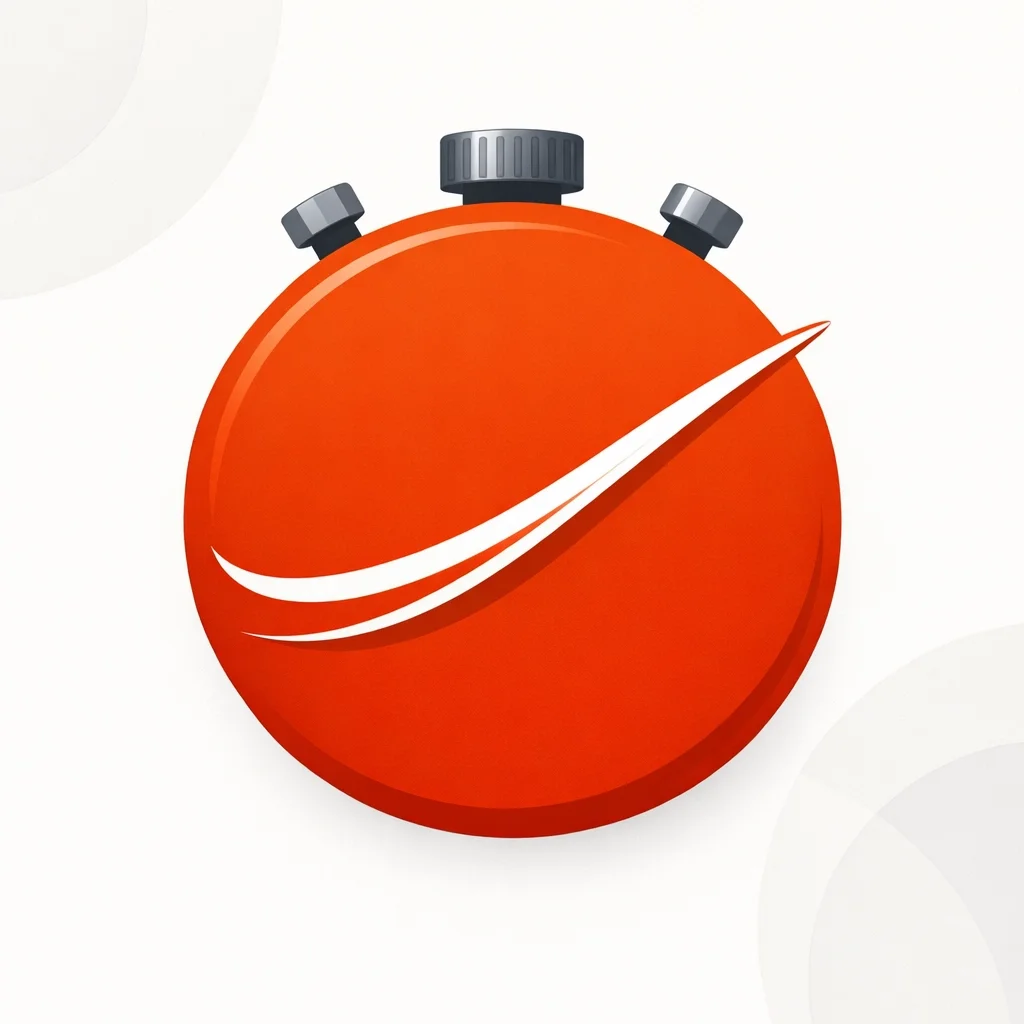Bright red stopwatch with motion streak, symbolizing speed, urgency, and efficient time management.