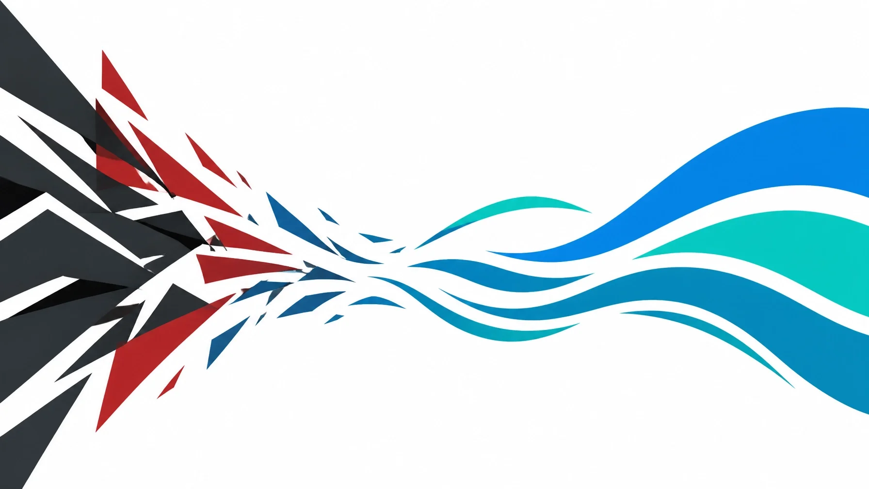 Minimalist hero image showing jagged shapes transforming into smooth curves, representing the transition from business friction to flow.