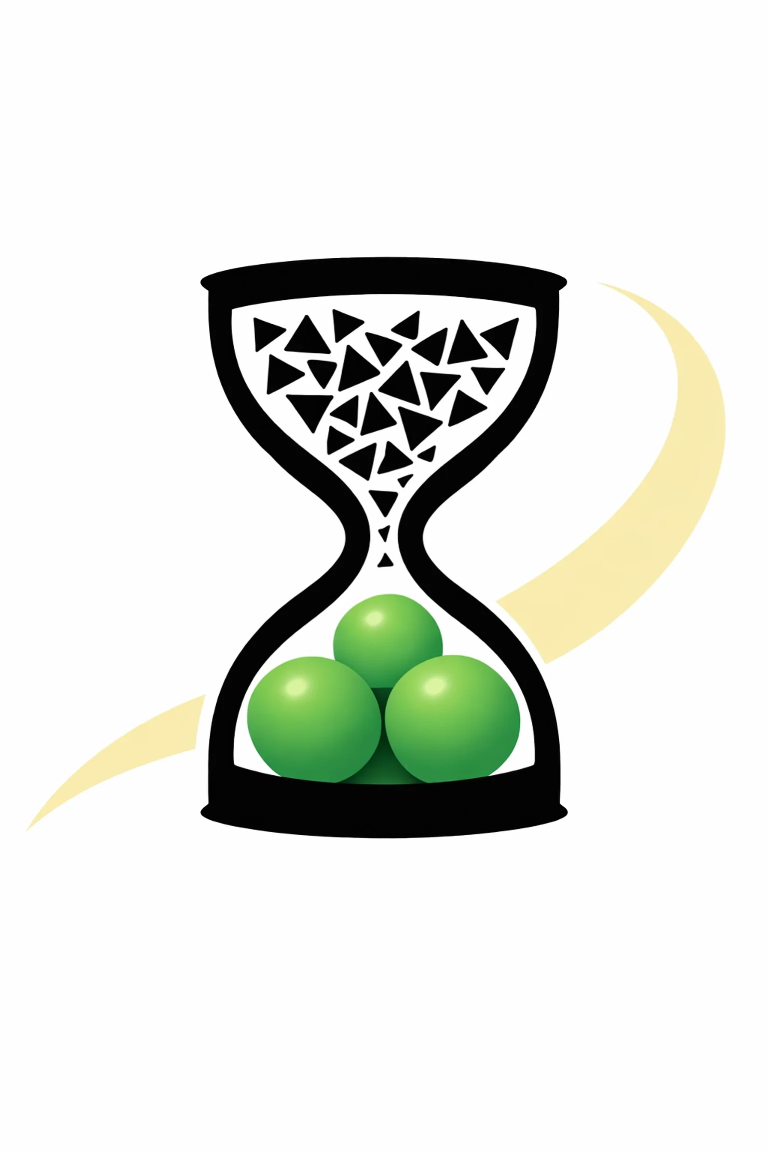 Hourglass filtering chaotic tasks into focused outcomes, symbolizing time management, prioritization, and efficiency.