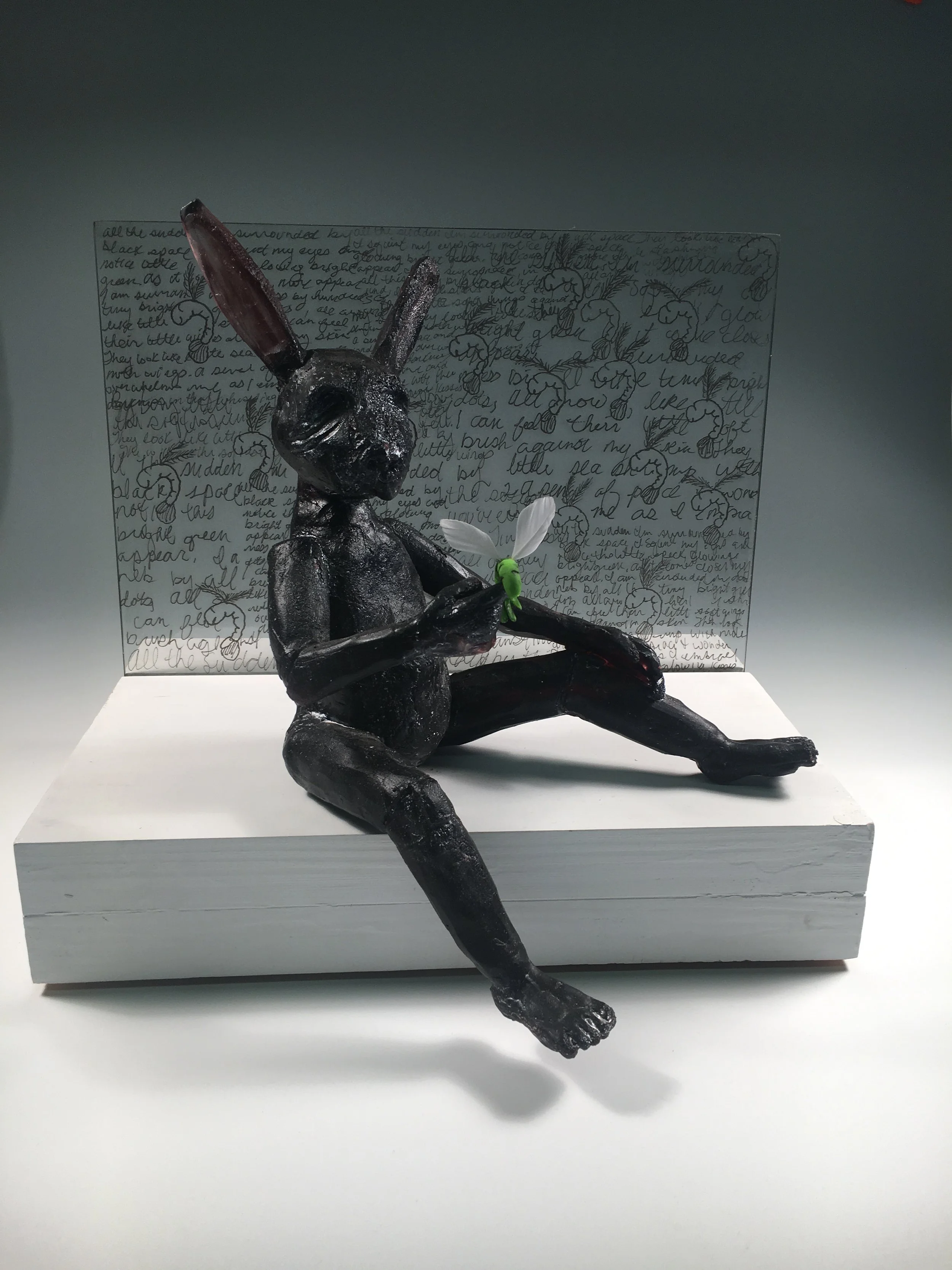 Illuminate My Soul
Cast glass, sheet glass, pigment, polymer clay, feathers
16x14x14.5
2016