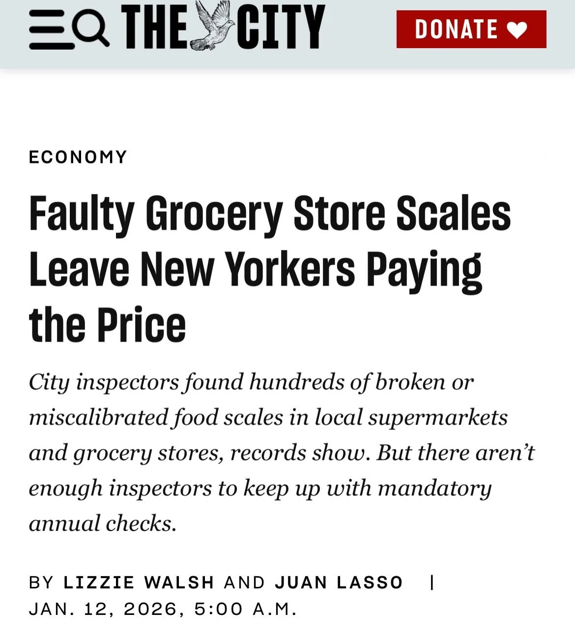 Thrilled to share my new data investigation for @thecityny on how broken and miscalibrated supermarket scales across NYC may be quietly overcharging shoppers for everyday groceries.

Since June, I&rsquo;ve been combing through city inspection records