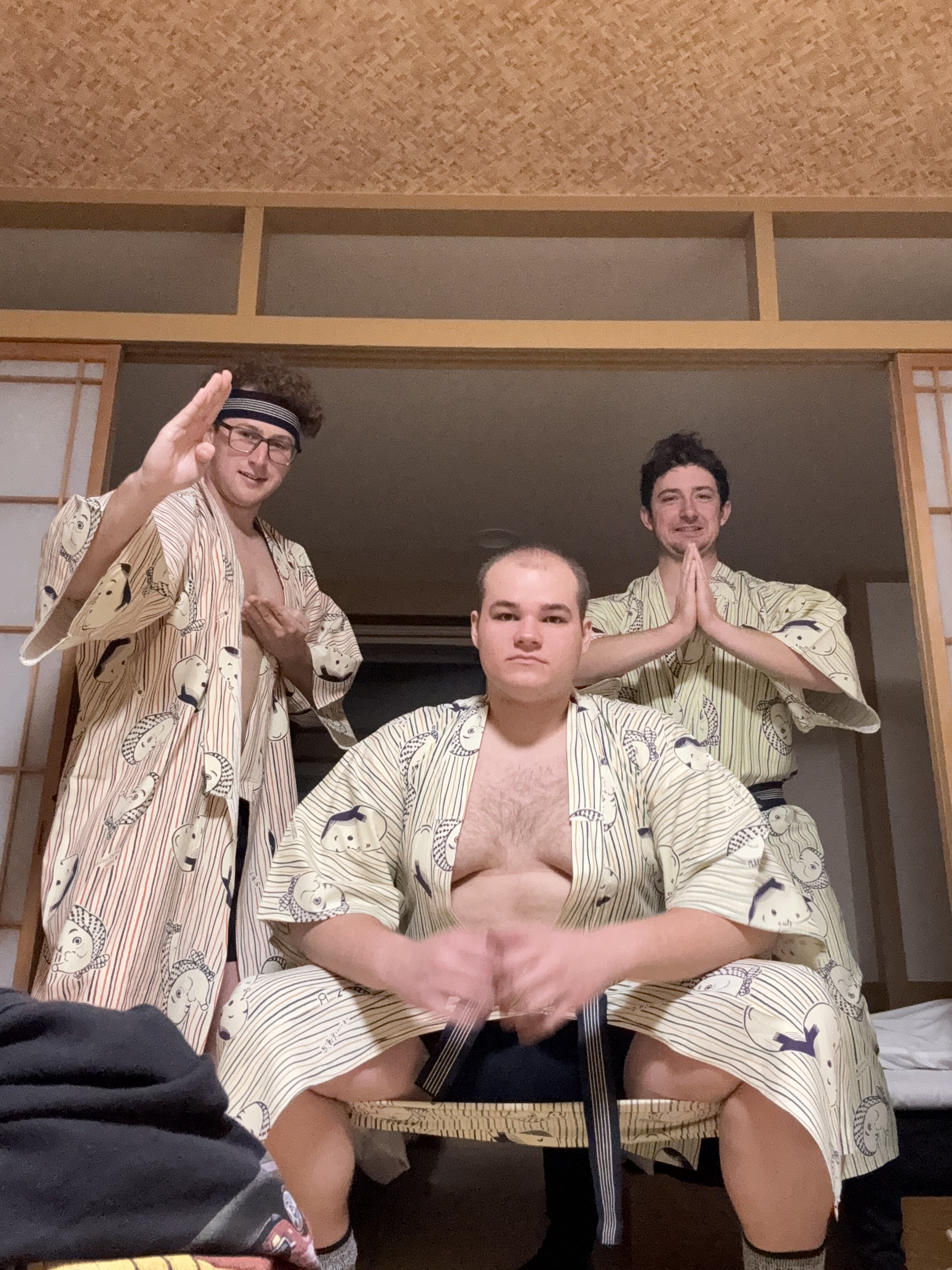 In a ryokan wearing a yucata after a long day of ja-pow