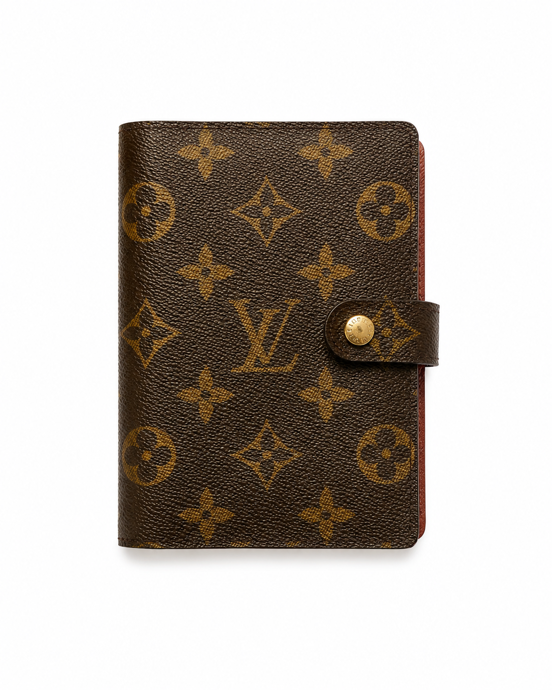 Vintage Louis Vuitton Agenda PM in monogram canvas — front with snap closure and gold-tone hardware
