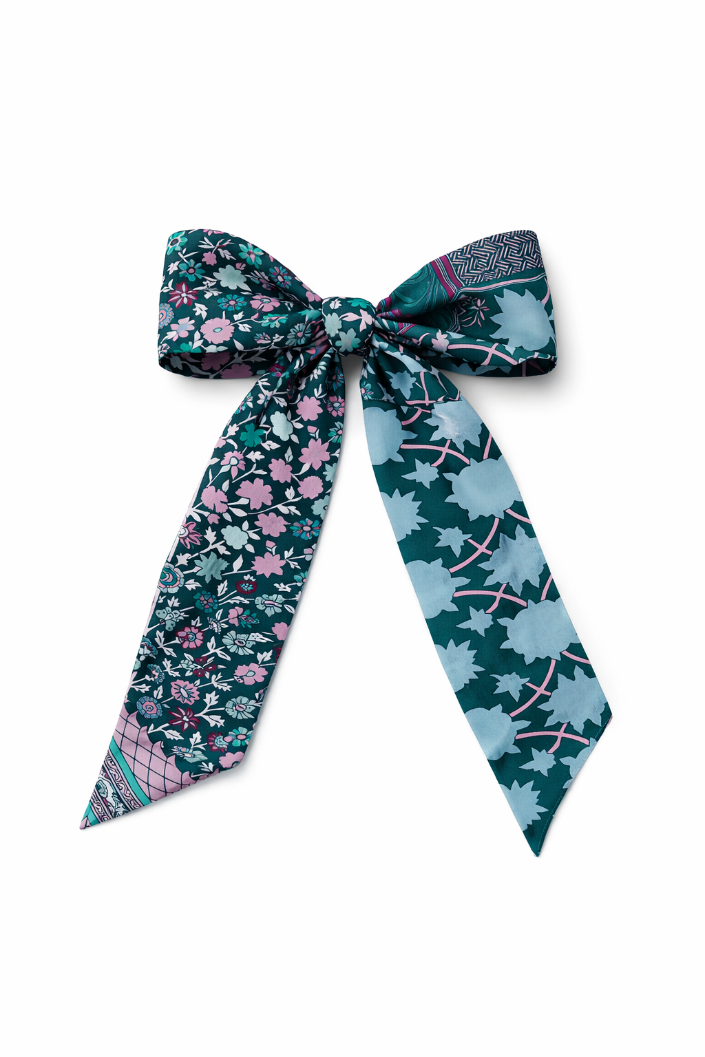 Hermès Silk Twilly – Botanical Dream in Emerald & Teal