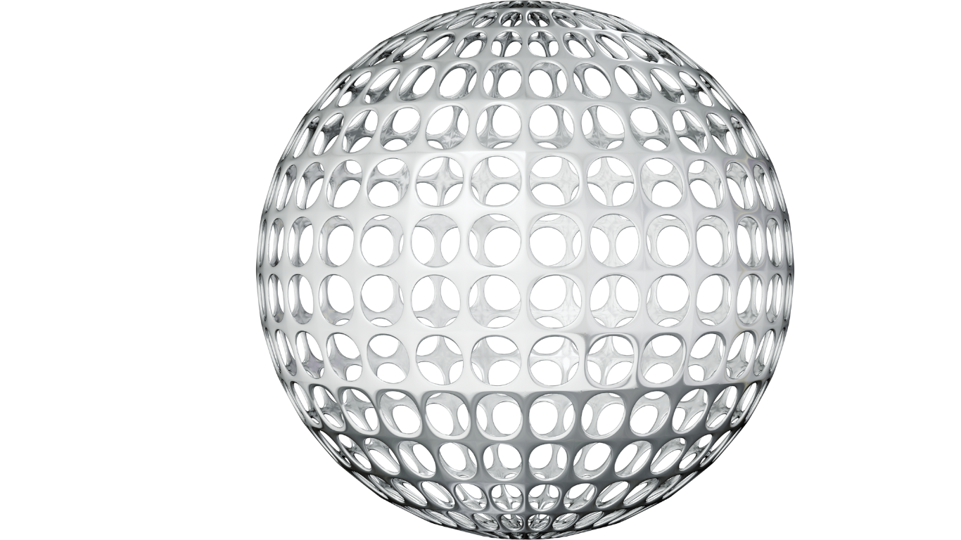 3D metallic torus shape with perforated surface