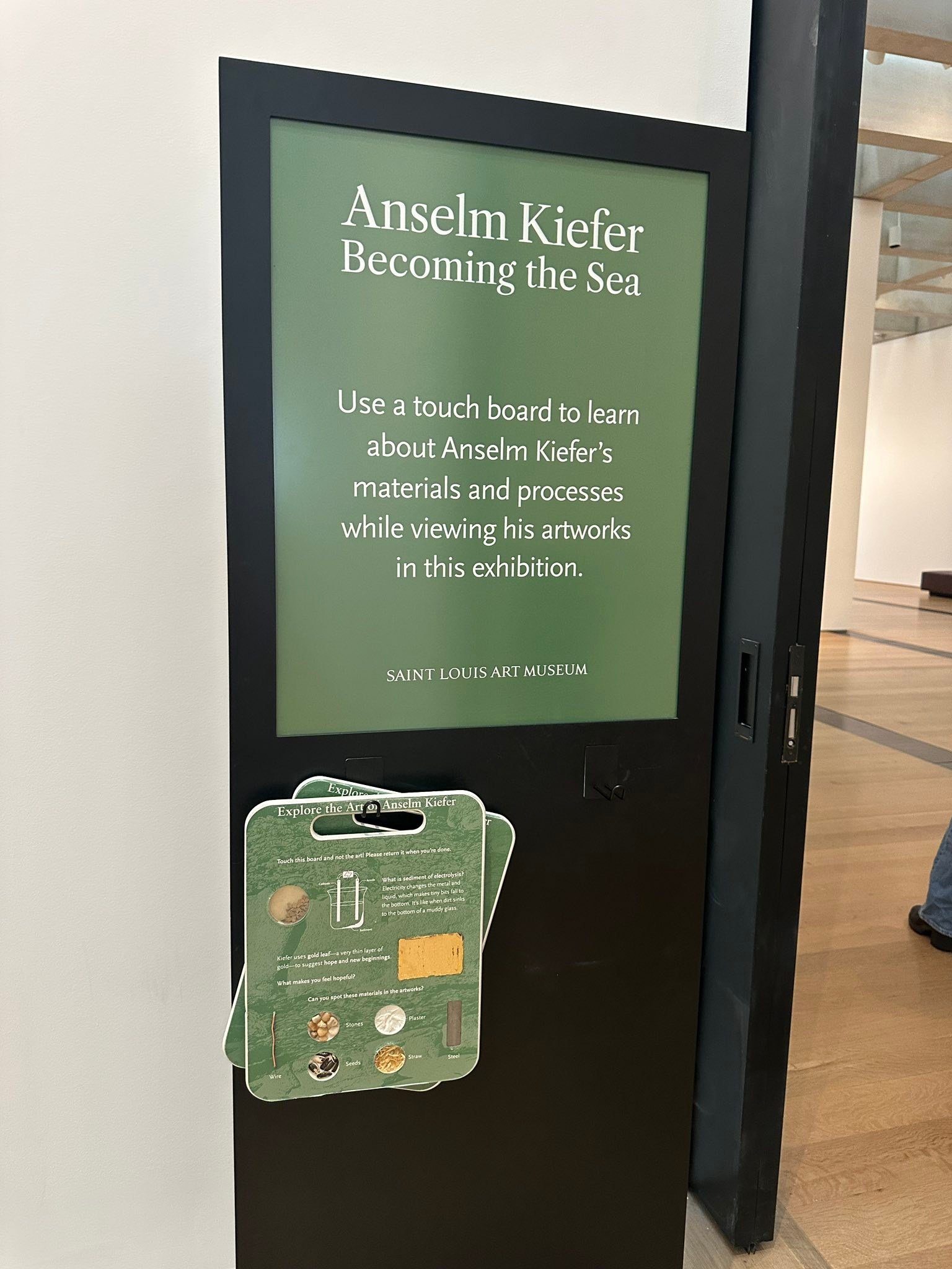 If you haven&rsquo;t seen Anselm Kiefer Becoming The Sea at Saint Louis Art Museum yet, go ASAP, so you￼ don&rsquo;t miss it! 

And, if you have neurodivergent folks in your crew, know that there are some very cool, tactile boards available as you en