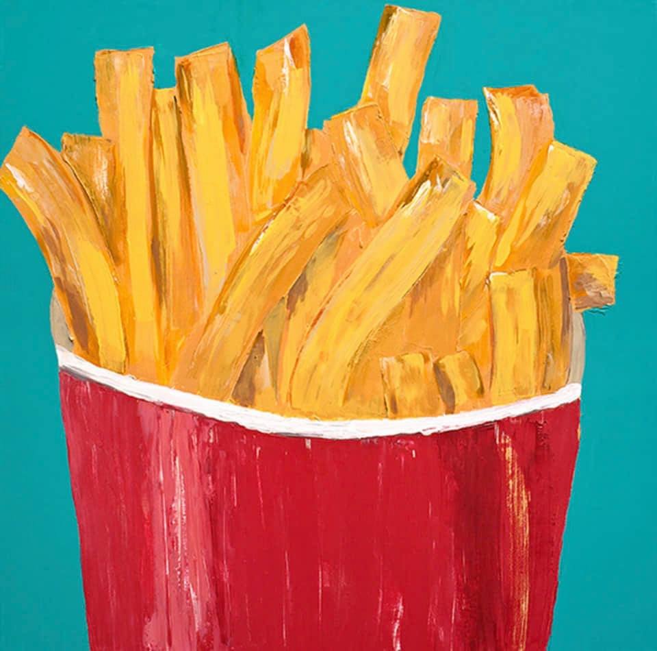 Martha Valenta
"You Want Fries With That?", 2017.
Acrylic, oil, and enamel on canvas.
36 inches x 36 inches