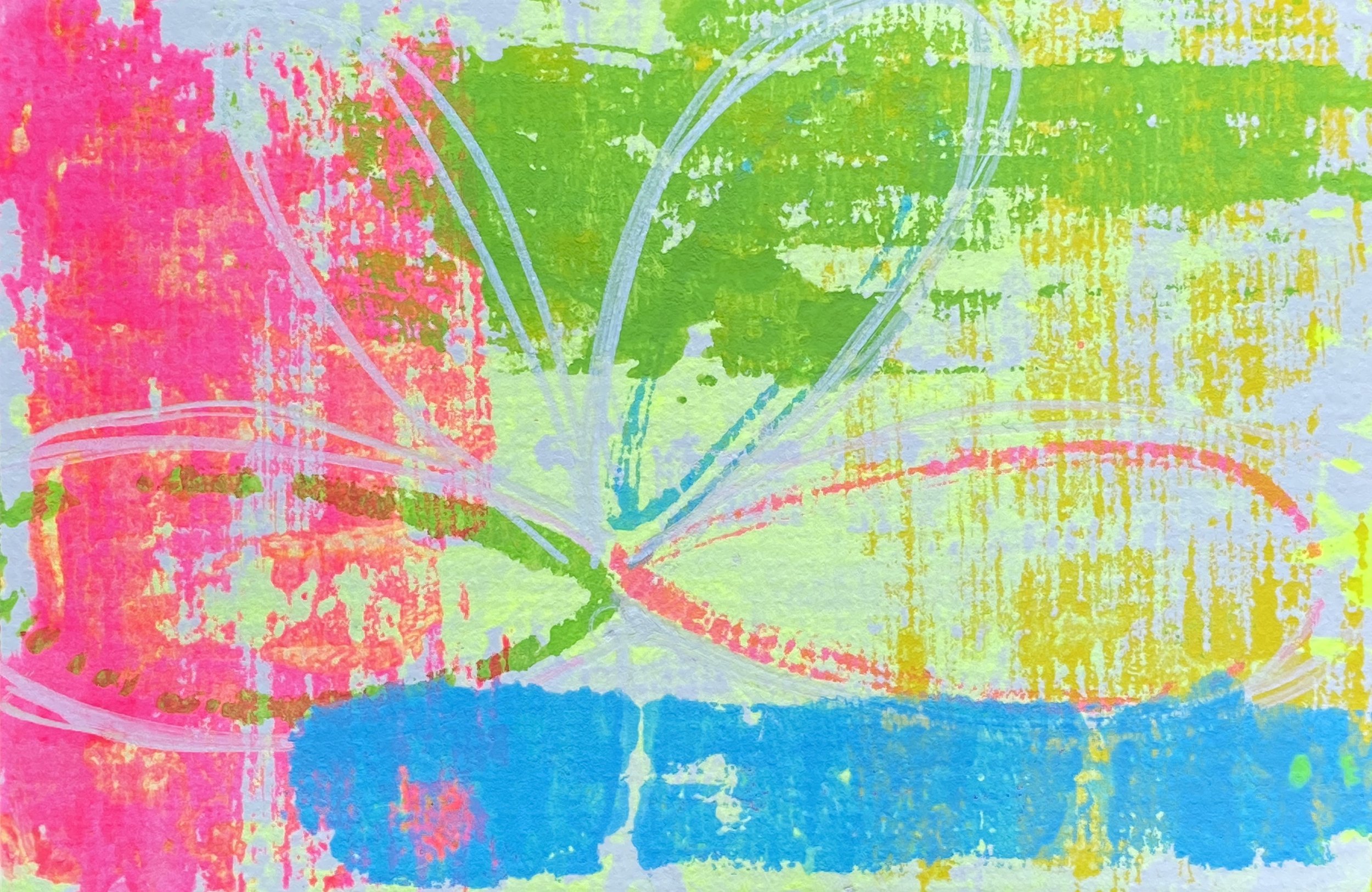 acrylic on card stock - abstract multicolor print