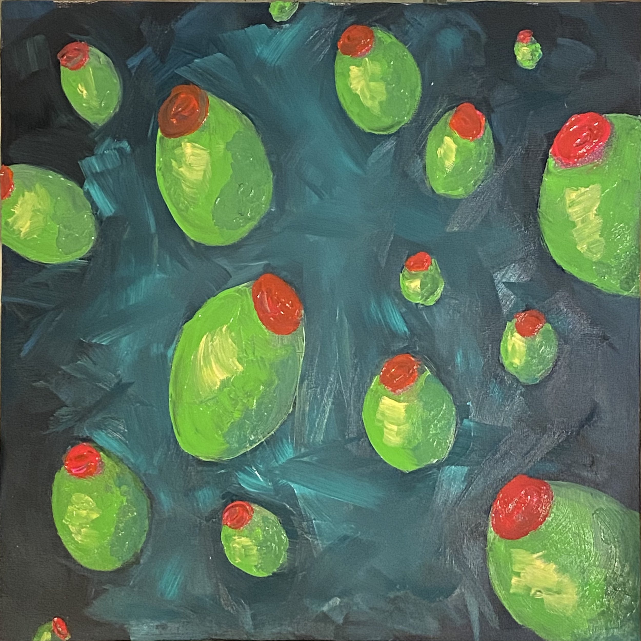 Martha Valenta
"Dirty Martini", 2017.
Acrylic on cradled board.
12 inches x 12 inches