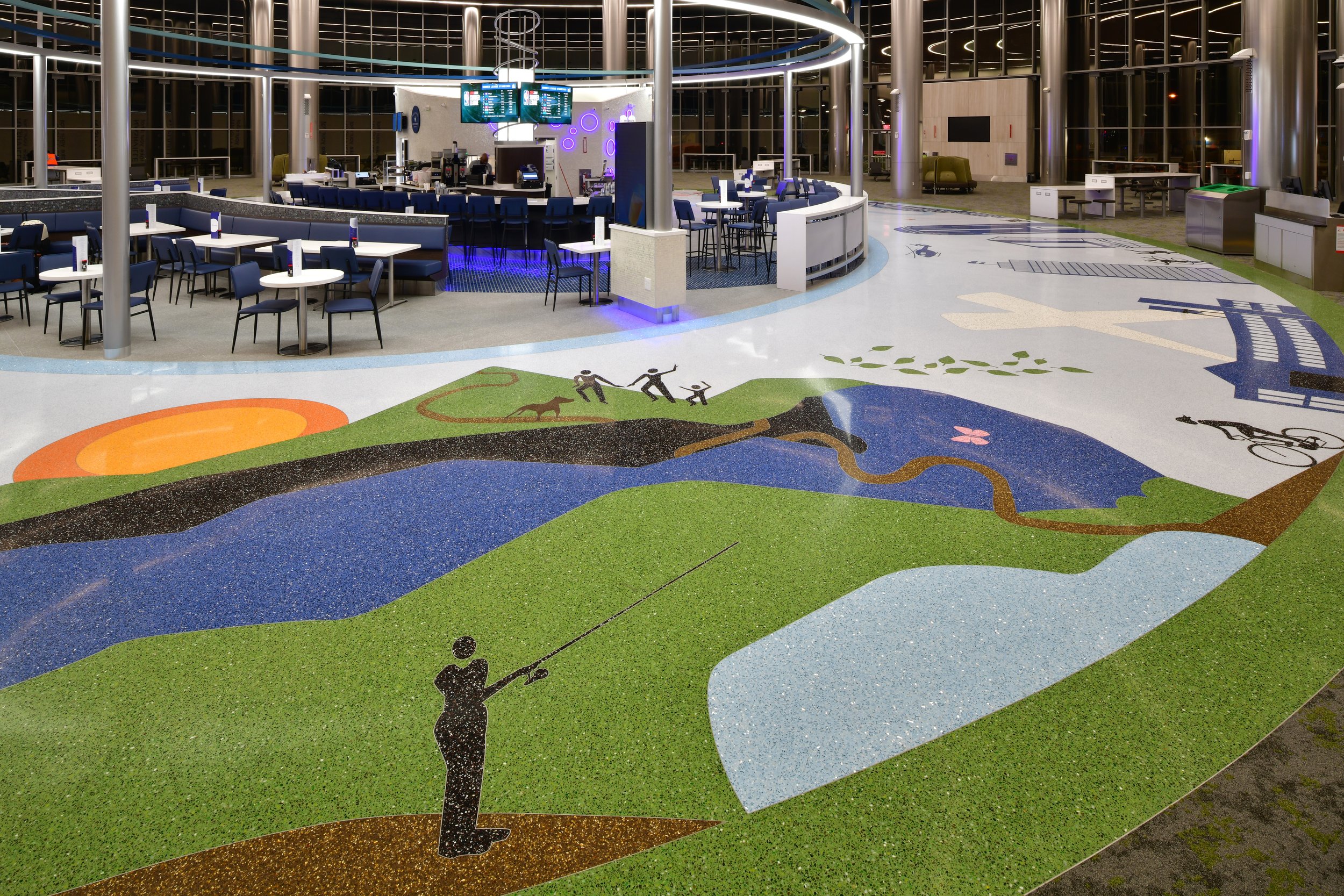 The artist team put meticulous care into small details: the sun sets in the western quadrant, echoing real life. 