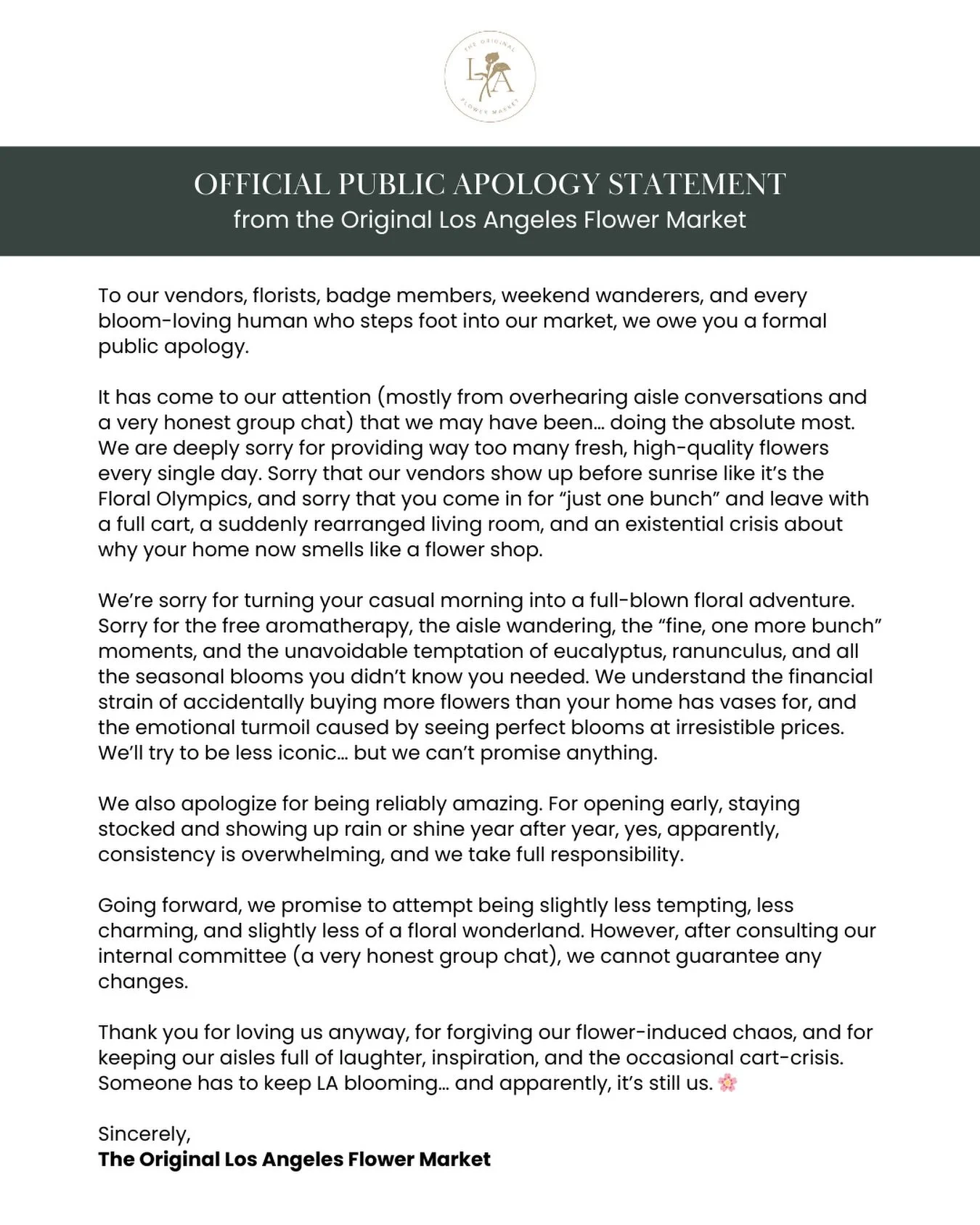 Official apology statement
We promise to try to be less tempting&hellip; but honestly? You know we won&rsquo;t. Thanks for loving us anyway. 😉