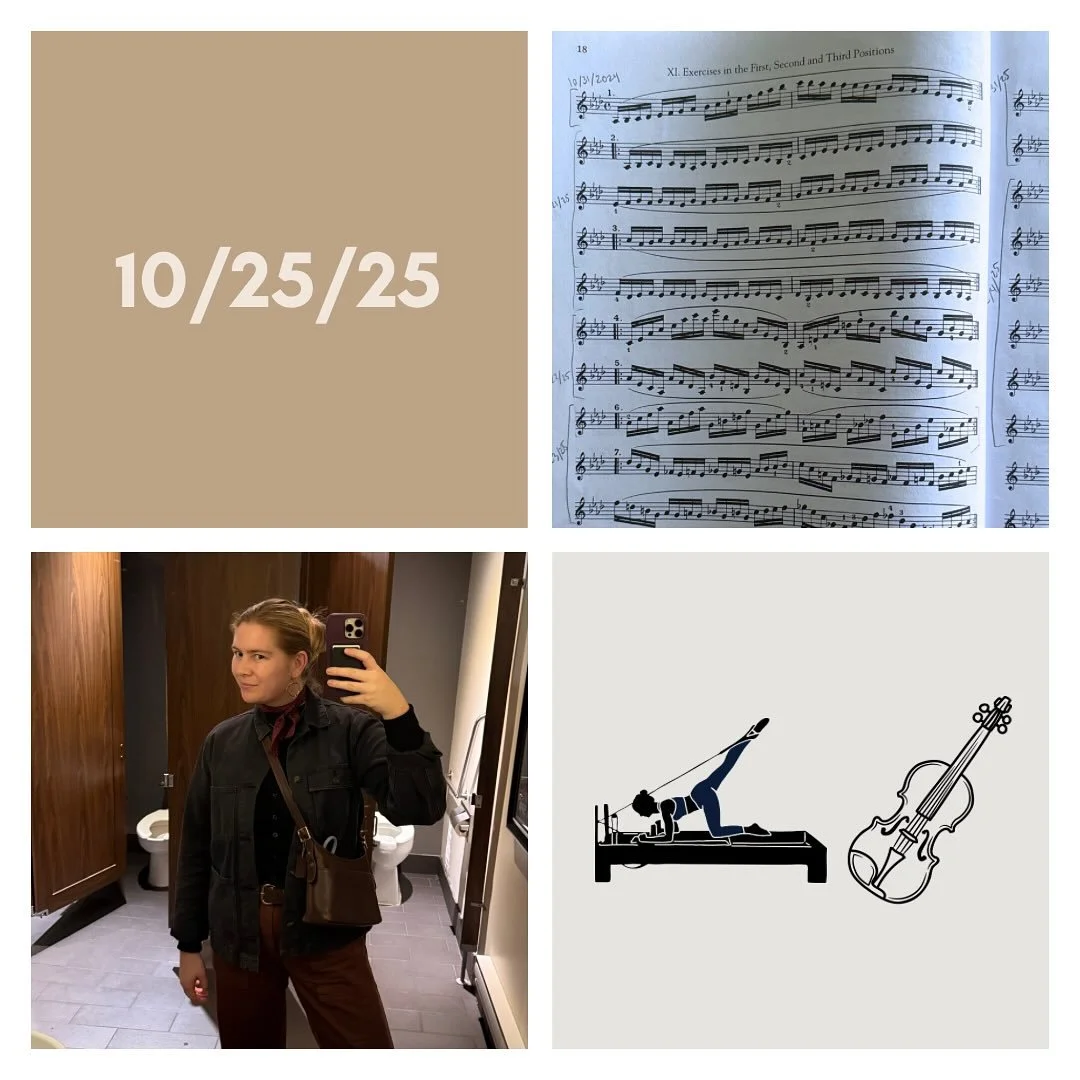 DAY 427 - 10/25/25

🎻: Violin - two good sessions today - lots of small details with the excerpts as I&rsquo;m less than a week out from the audition. Paying attention to dynamics, accuracy of shifts and confidence in general with keeping rhythm + g