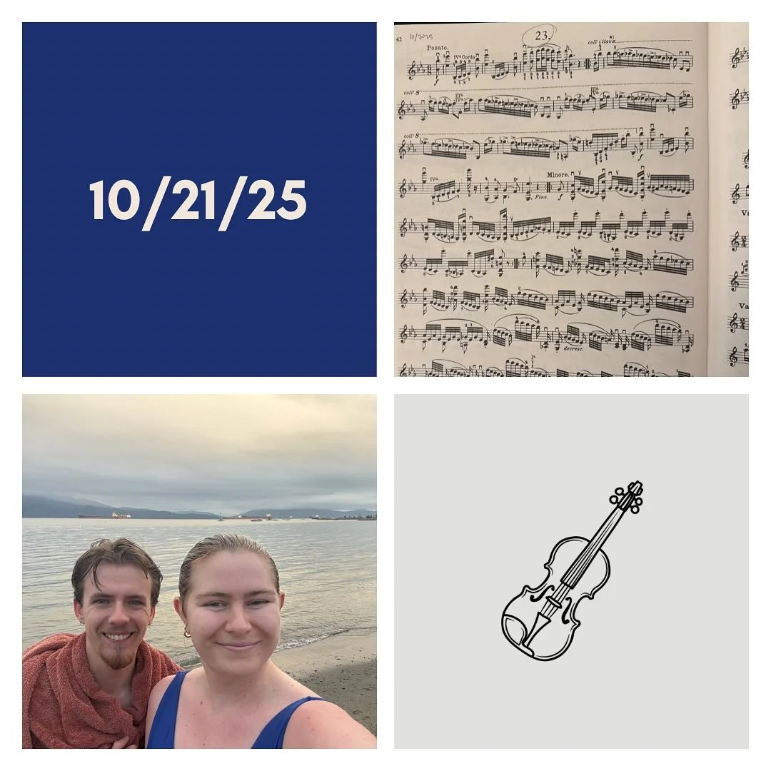 DAY 423 - 10/21/25

🎻: Violin - whenever I start the morning with a cold ocean dip, it makes the day better! Really clears my head to come into my practice calm and collected. It&rsquo;s easy to feel overwhelmed in this audition process with the amo
