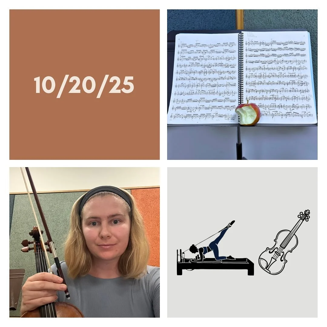 DAY 422 - 10/20/25

🎻: Violin - another big day of playing - Mondays and Fridays really take the cake for most busy and most playing time. Doing lots of stretches in my practice the last few days to keep my body and hands esp loose during these long