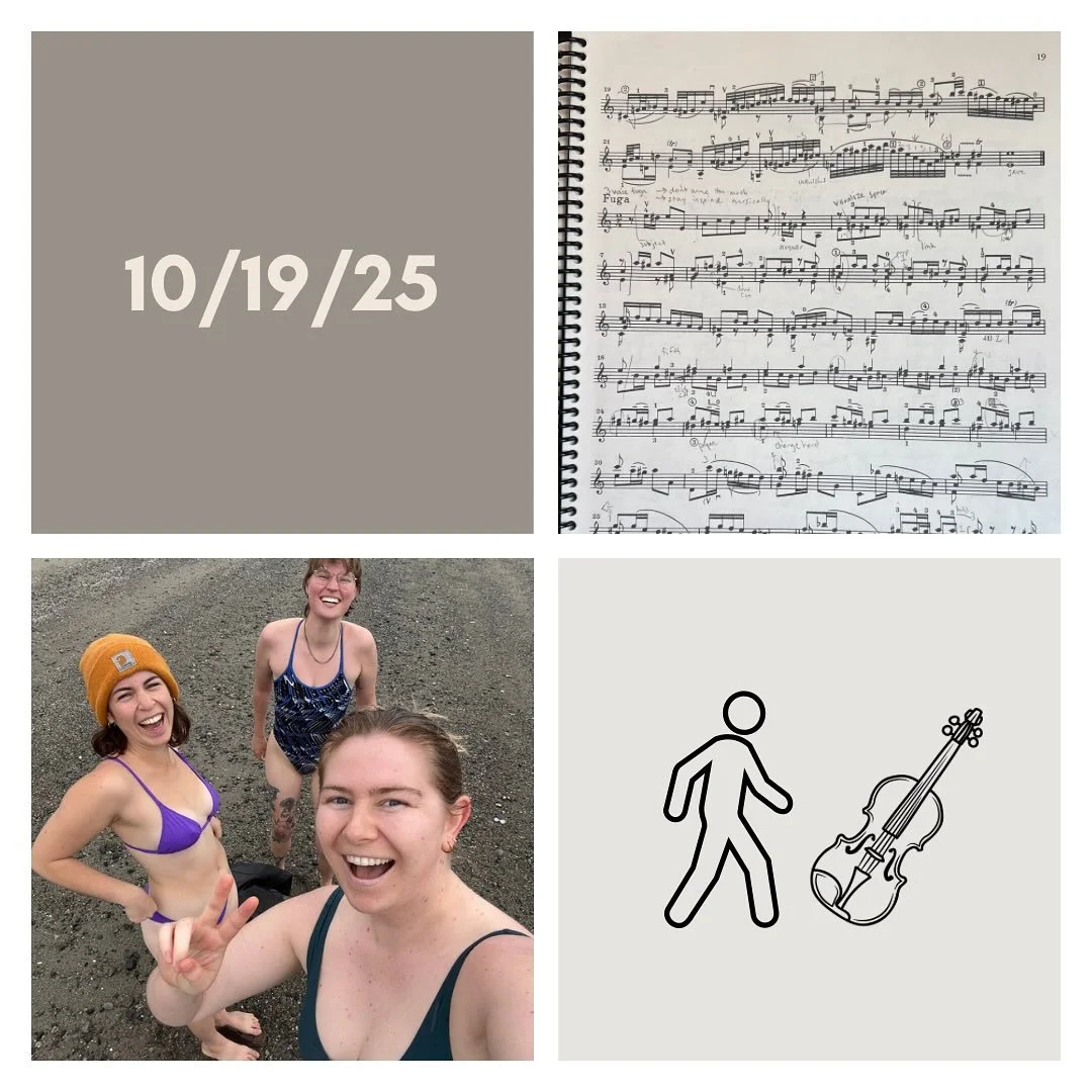DAY 421 - 10/19/25

🎻: Violin - practice + a few rehearsals today. I love love working on chamber music with friends this year - feeling super lucky to have found great partners in this. Excited to be done with the opera audition and prescreen prep 