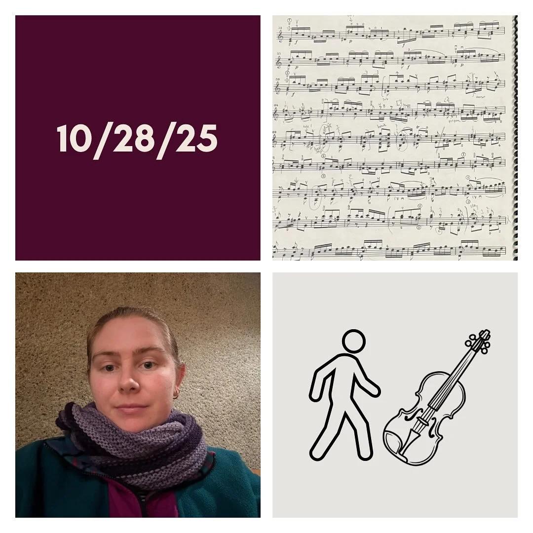 DAY 430 - 10/28/25

🎻: Violin - harder day today with practice - hands were giving me a bit of pain so I took the morning off. Felt quite tired in the afternoon as well so only played for half of orchestra. Was able to get some good practice of spot
