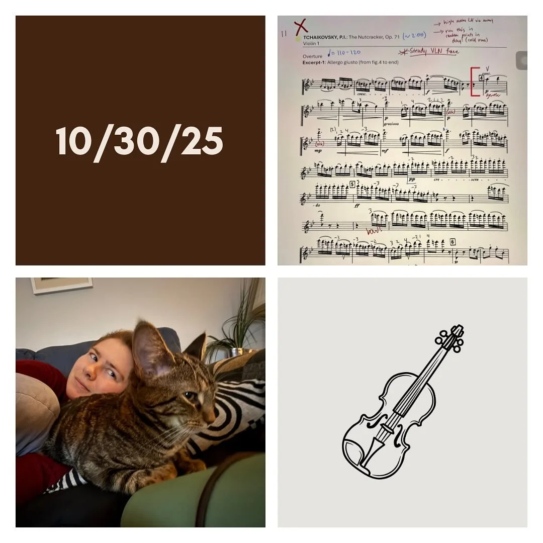 DAY 432 - 10/30/25

🎻: Violin - first professional audition in the books! Really grateful for the opportunity to have gotten past screening and into the first live round. Didn&rsquo;t make it past the first in-person round, but put my best foot forw