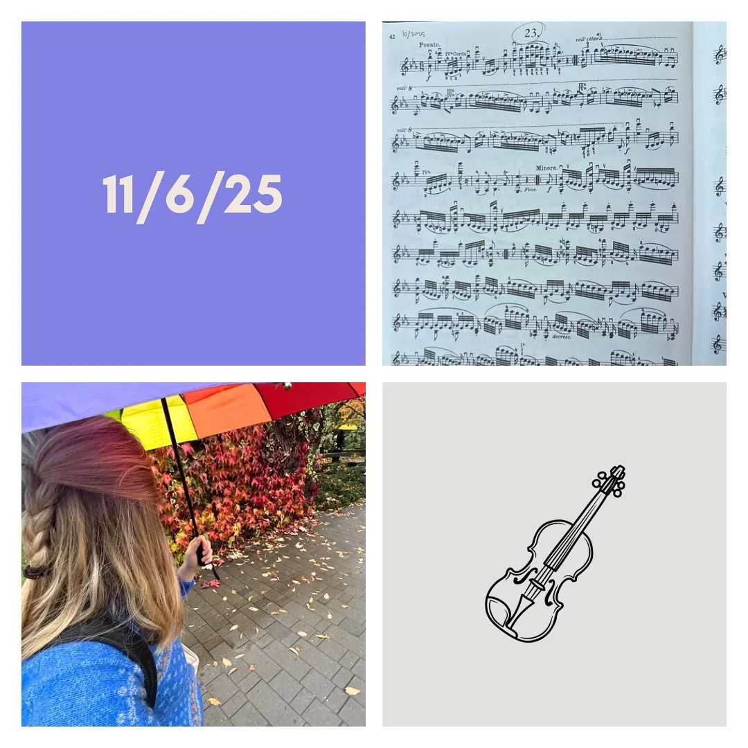 DAY 439 - 11/6/25

🎻: Violin - solid practice day with 4 sessions of all different lengths. Had our last orchestra rehearsal before our concert on Saturday in the afternoon! This has been a great program to work through. Feeling good about my hands 