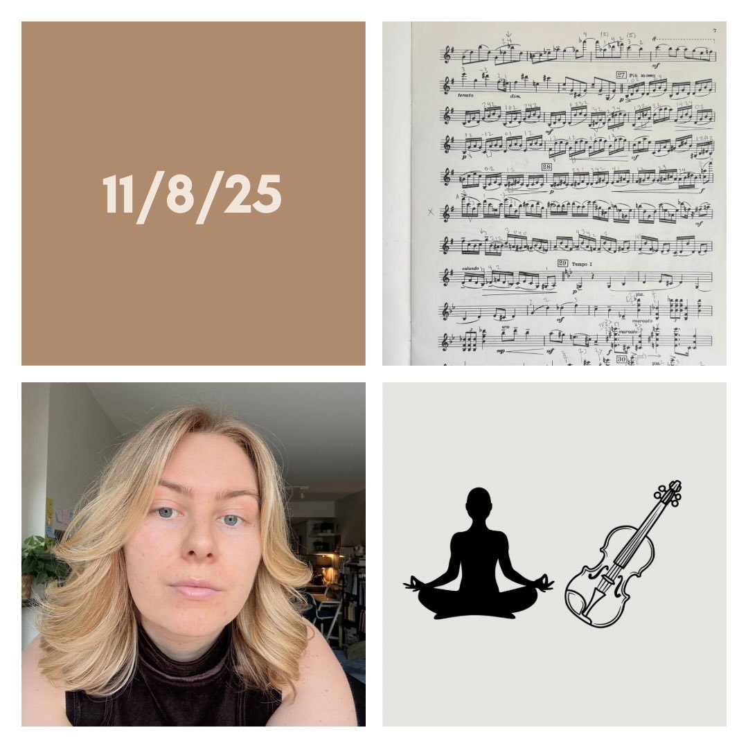 DAY 441 - 11/8/25

🎻: Violin - UBCSO concert day but lots of practice time (unstructured) throughout the day. Nice to have the time for a relaxing approach to practice on a weekend! Concert went quite well overall - LA trip tomorrow :-)
🧘🏼&zwj;♀️: