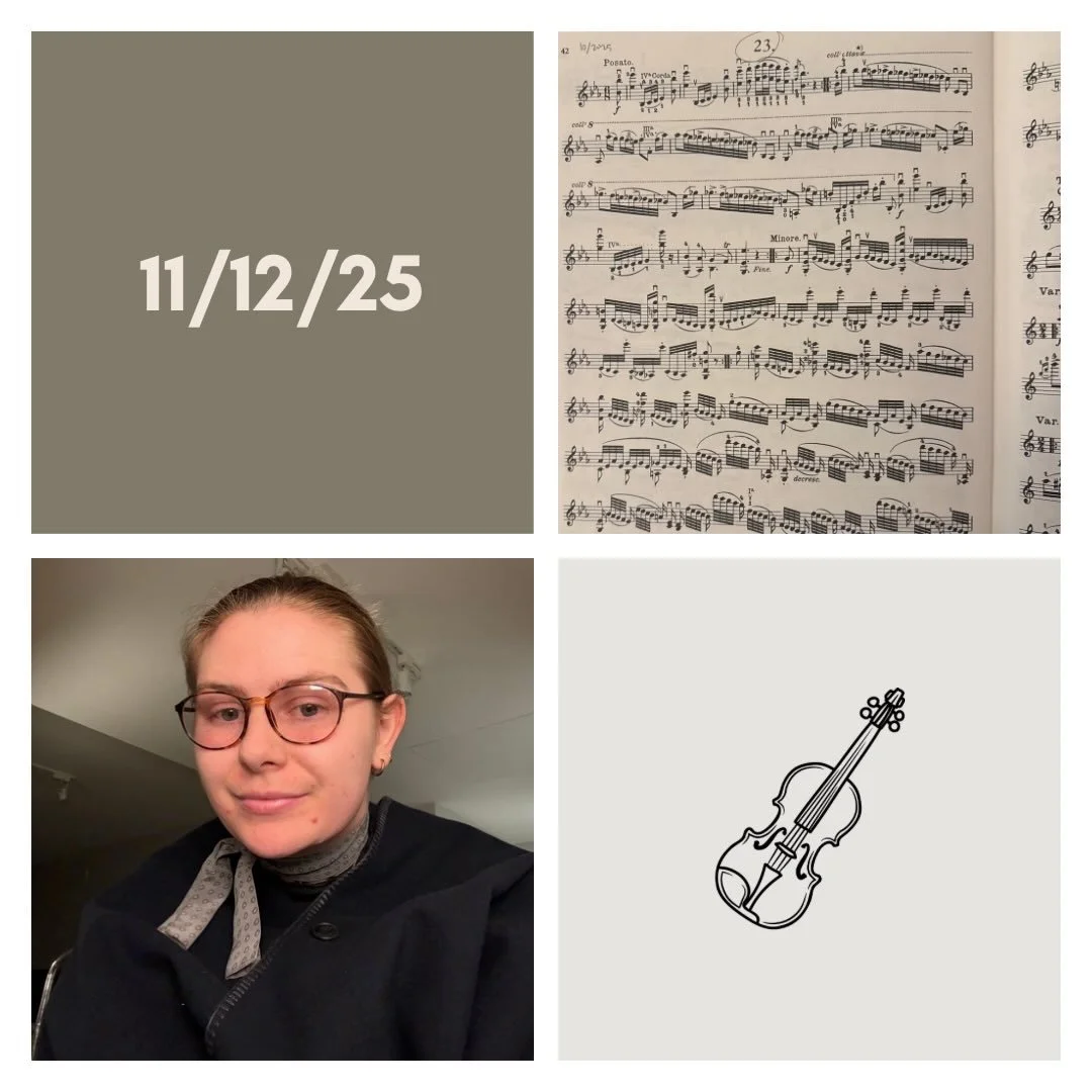 DAY 445 - 11/12/25

🎻: Violin - lesson after getting back from LA in the afternoon. A bit personally disappointed since I brought my Amy Beach sonata and didn&rsquo;t play as well as I&rsquo;d hoped. I did get some good fingering suggestions that I 