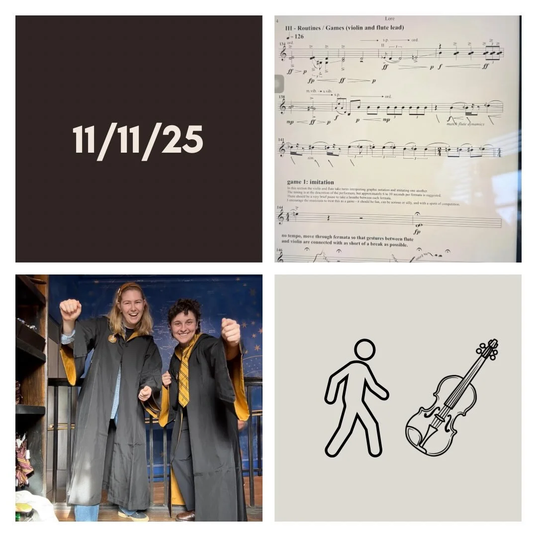 DAY 444 - 11/11/25

🎻: Violin - later evening practice today, did a lot of memory practice with bach and made some strides on full runs. Noticing a bit of struggle with my control in the upper part of my bow recently. Hoping to address this in Decem
