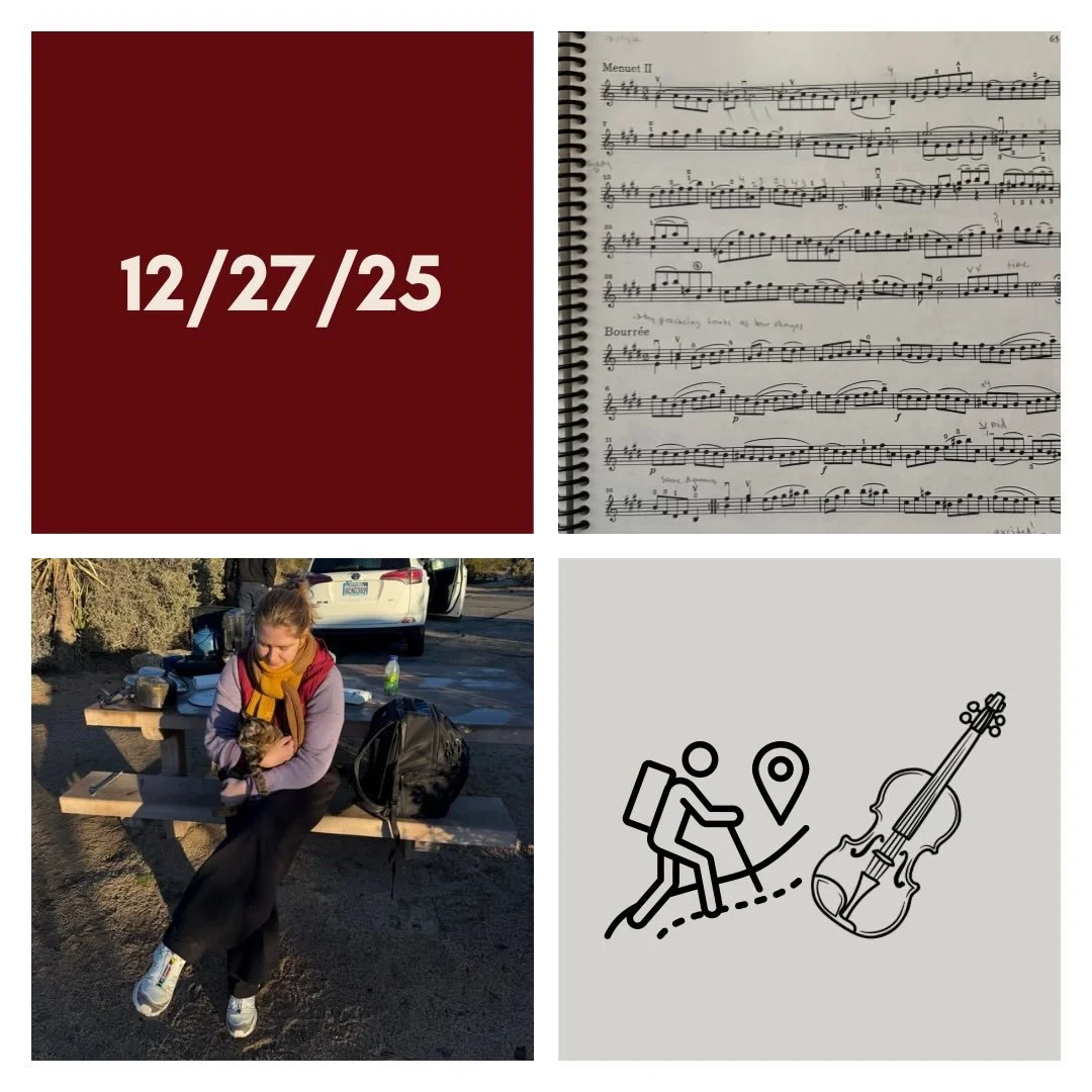 DAY 490 - 12/27/25

🎻: Violin - shorter night session after returning back home after camping! Happy to be back to the violin, but glad to have had a break. Still needing to be kind to my body the next few days and probably won&rsquo;t be practicing