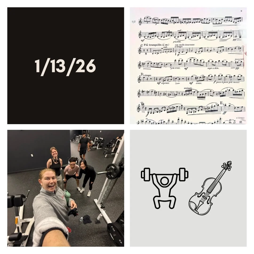 DAY 507 - 1/13/26

🎻: Violin - only did a warmup today - wasn&rsquo;t feeling great emotionally so didn&rsquo;t push myself too hard. Had orch rehearsal in the evening!
🏋️&zwj;♀️: Weightlifting - (50 min) first time lifting weights in a LONG time. 