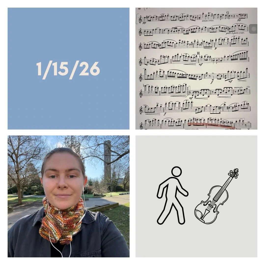 DAY 509 - 1/15/26

🎻: Violin - typical Thursday of playing - but a very fun day in looping class! I&rsquo;m really enjoying this structured time in my day to be exploring a new skill more and more! In my personal practice, focused on sound productio