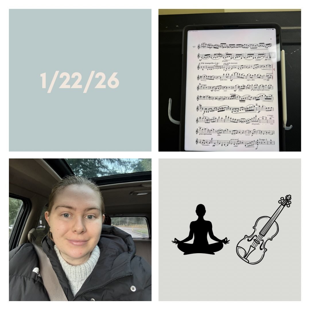 DAY 516 - 1/22/26

🎻: Violin - first rehearsal for Kiuryaq with Carmen! Was a blast to work with the actors + quartet together. Had some good practice in as well, making strides on the third movement of proko 2. The memorization journey is honestly 