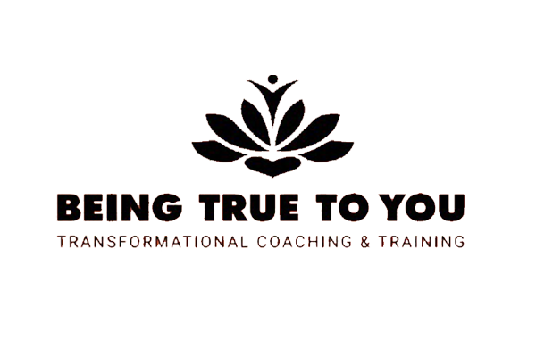Logo with a stylized lotus flower and the text "Being True to You Transformational Coaching & Training."