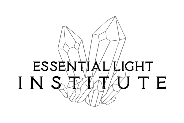 Line drawing of multiple crystals with the text 'Essential Light Institute' overlayed.
