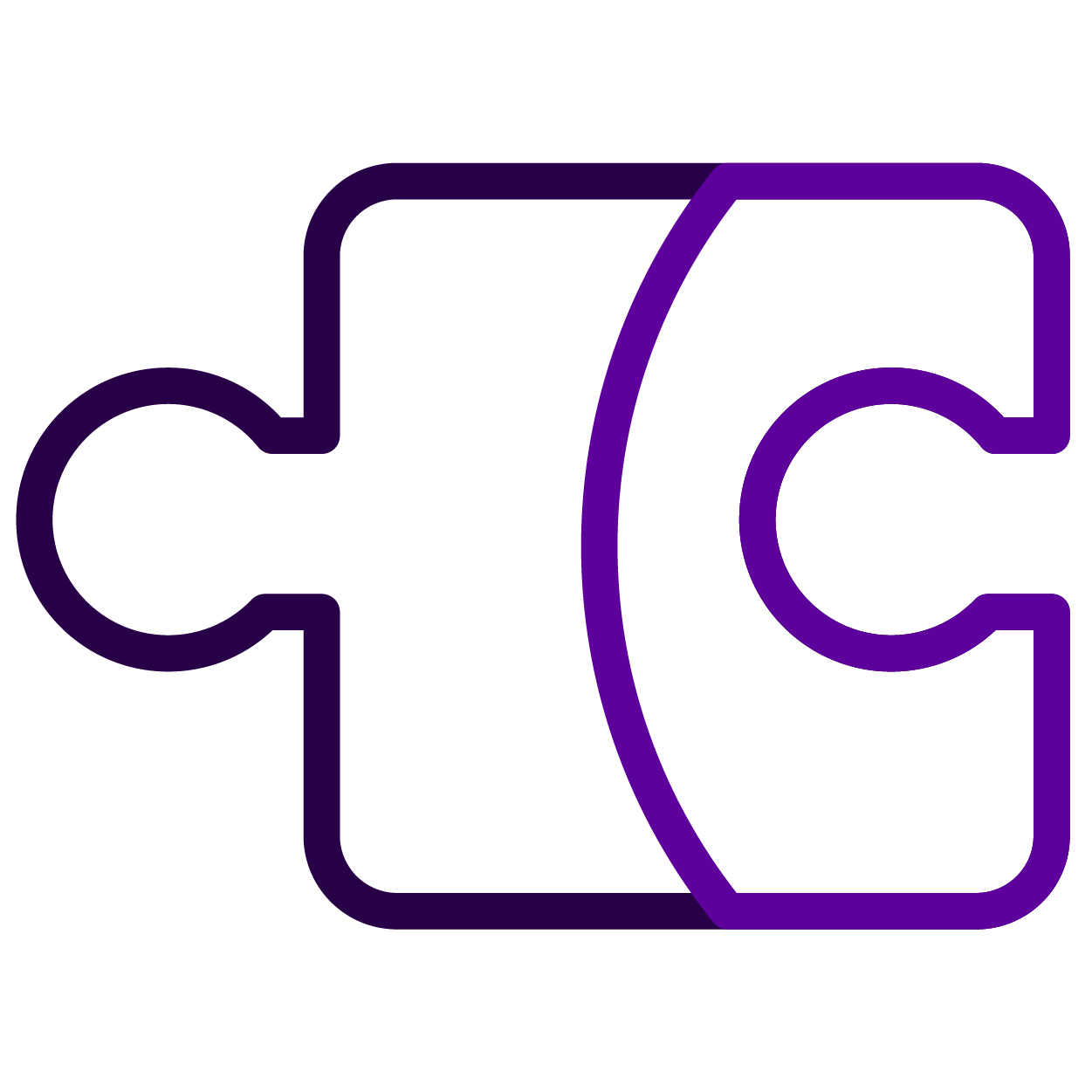 Outline icon of a USB flash drive with a purple outline on a black background.