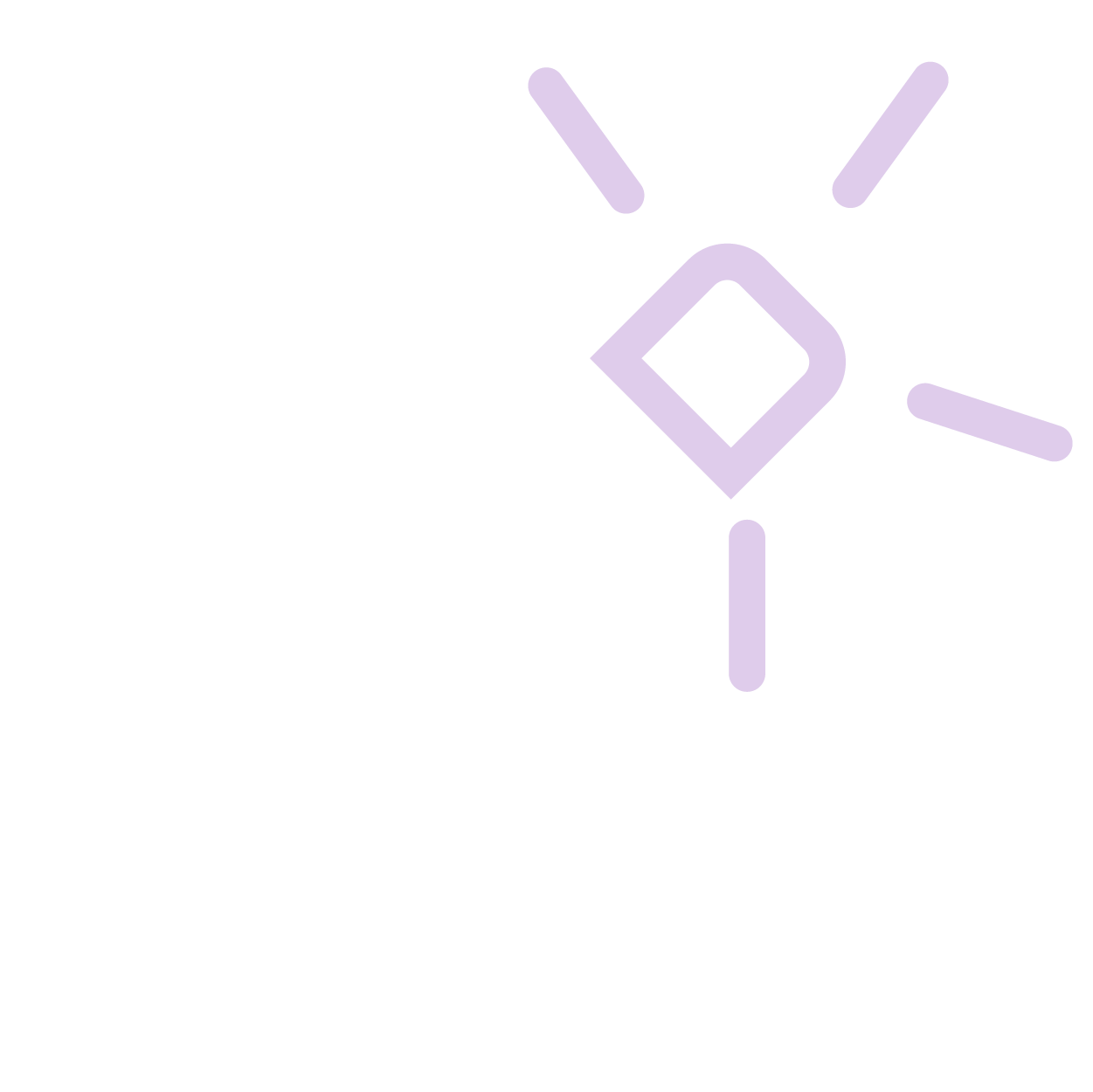Digital illustration of a lit matchstick with a purple flame and radiating lines on a black background.
