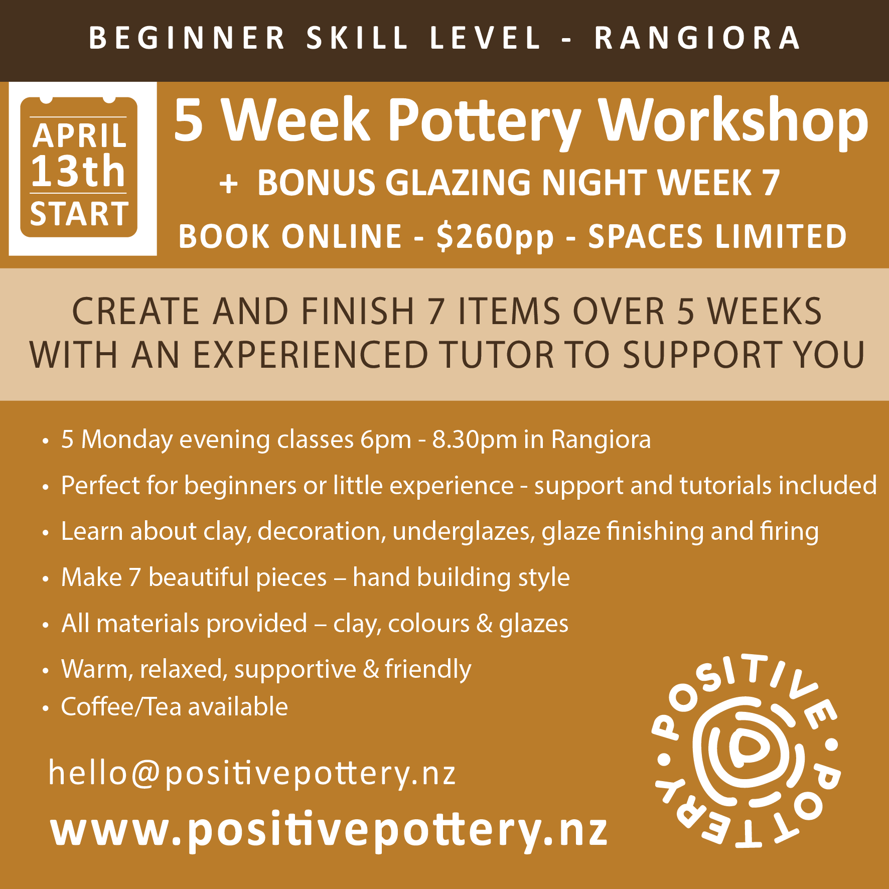 13 APRIL - 11 MAY 2026 - Mondays (Beginner)