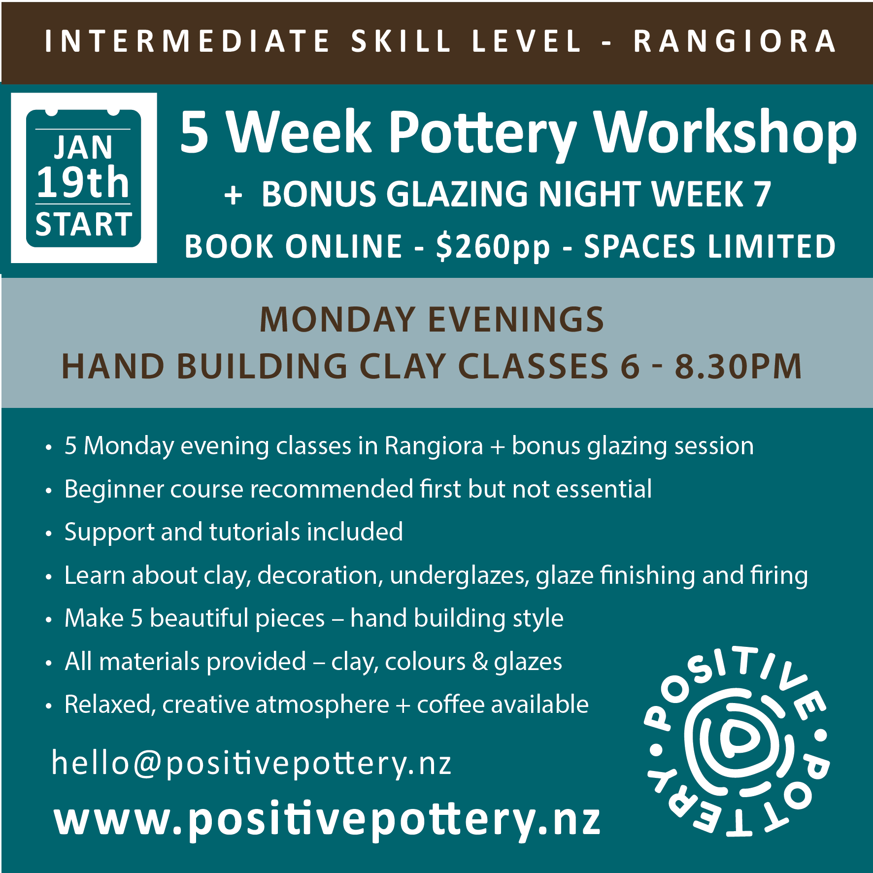 19 JANUARY - 16 FEBRUARY 2026 Mondays (Intermediate)