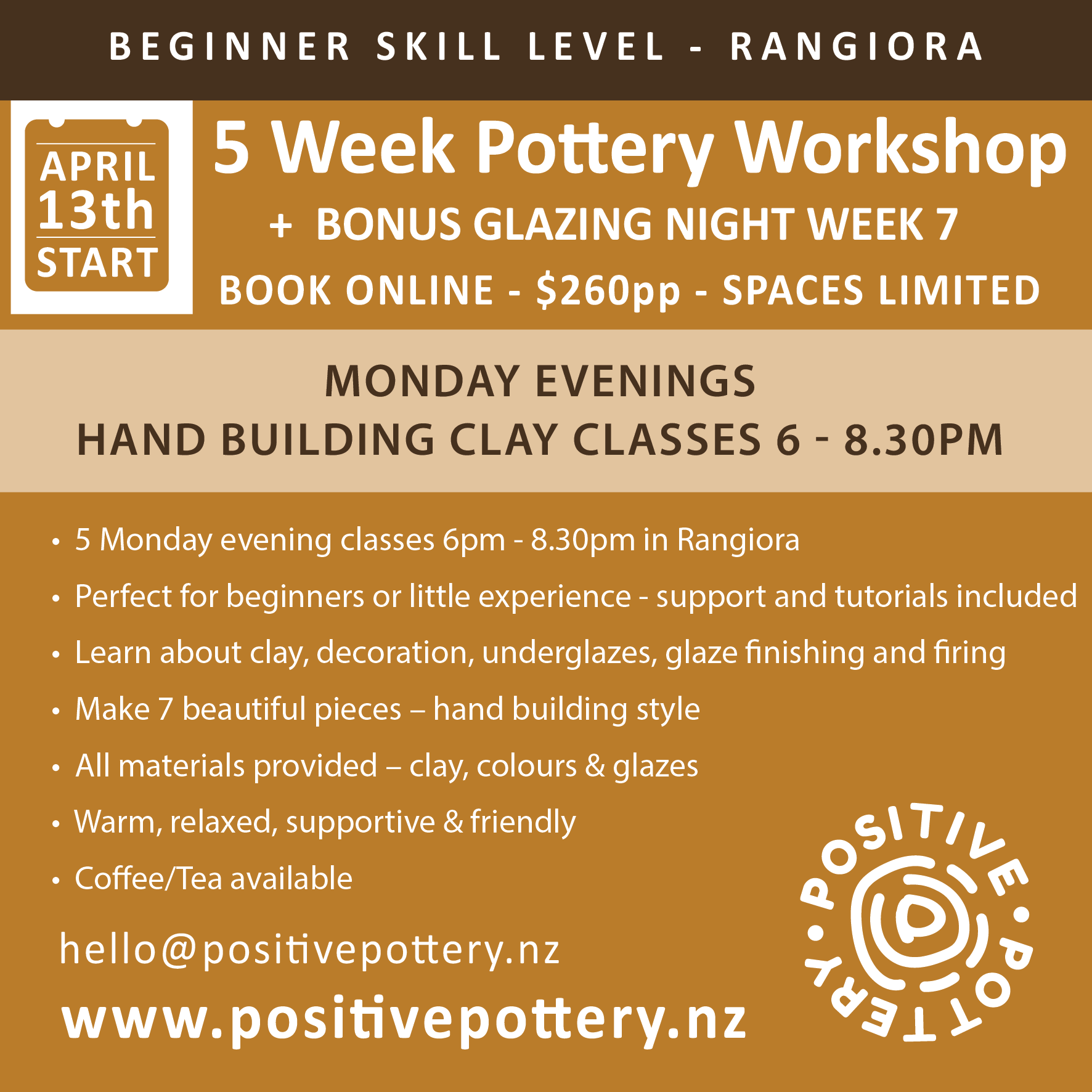 13 APRIL - 11 MAY 2026 - Mondays (Beginner)