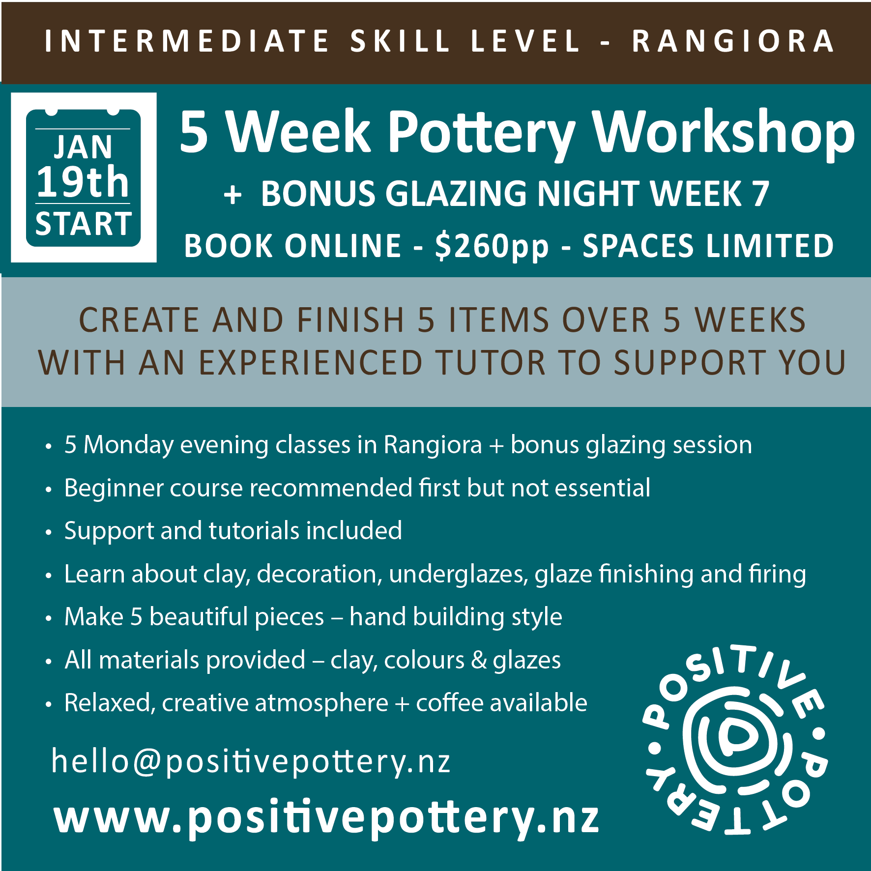 19 JANUARY - 16 FEBRUARY 2026 Mondays (Intermediate)