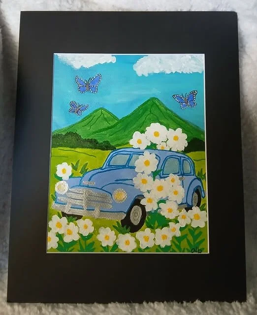 #AC-WP20 Back Road Blooms -- Acylic Framed Painting