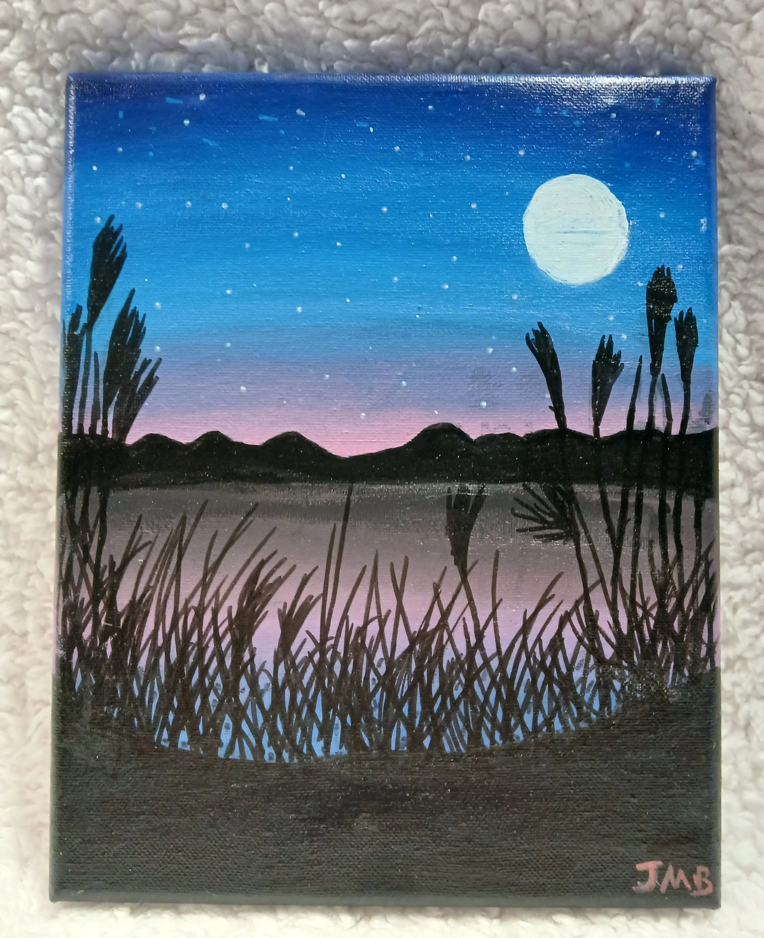 JC-JCP5  Moonlight Reflections. Acrylic Paintings