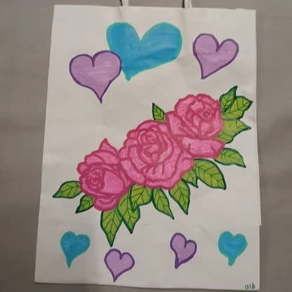#AC-PGB1 Hand-Painted Rose Gift Bags