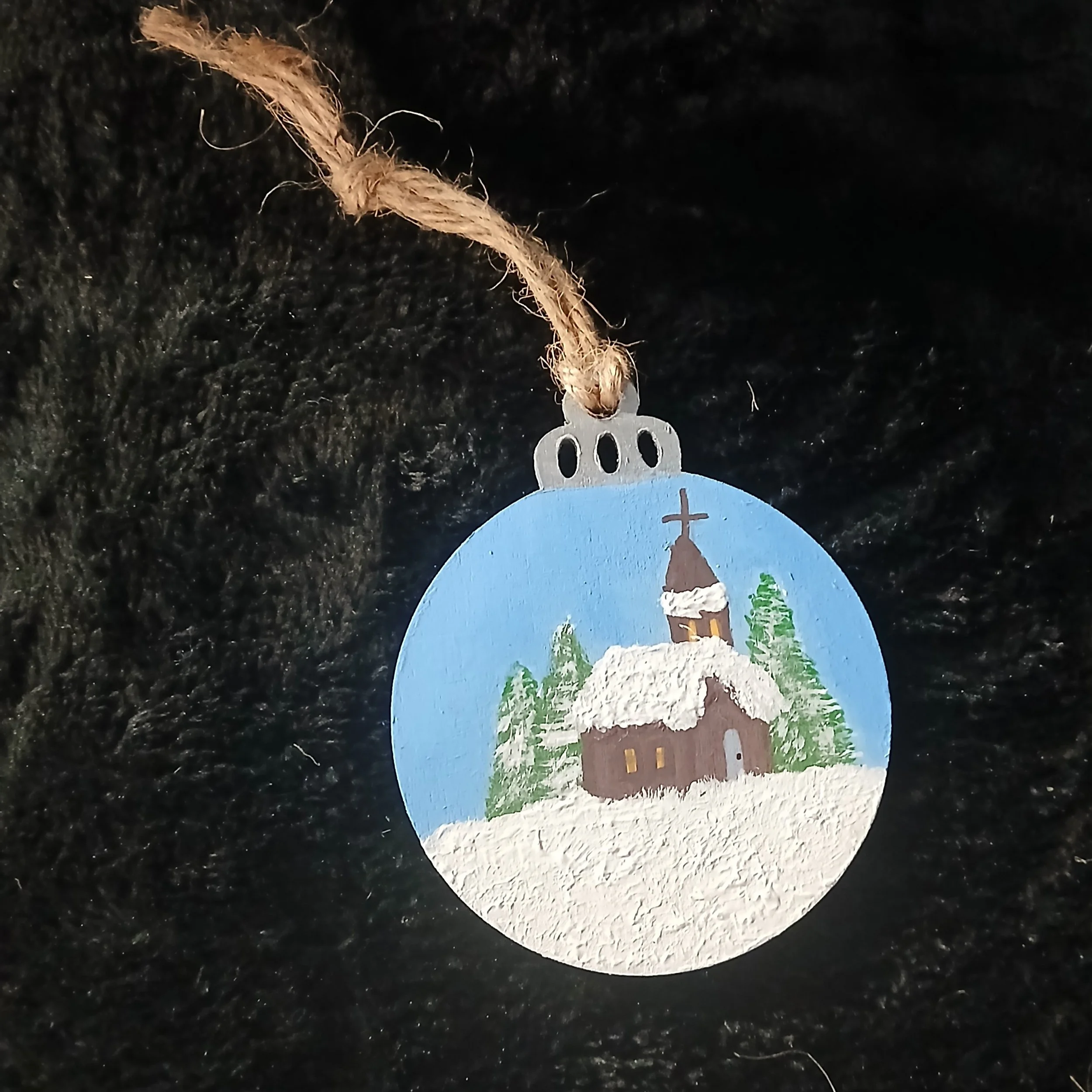 #AC-CO22 Hand-Painted Winter Church Ornament (Pre-Order)
