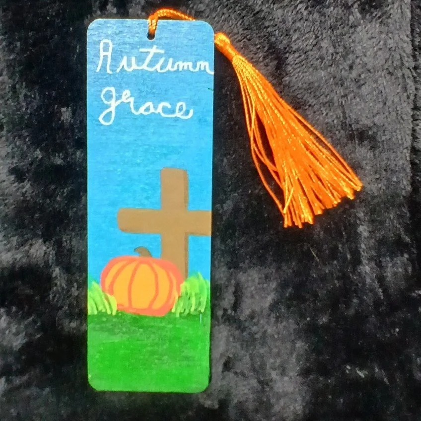 #AC-WB8 Autumn Grace – Hand-Painted Christian Bookmark