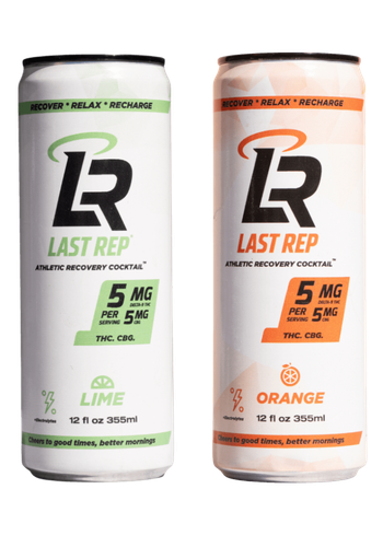 Two cans from Last Rep Athletic Recovery Drinks - Orange and Lime