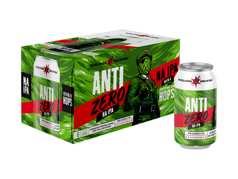 Revolution Brewing Anti-Zero NA IPA 6 pack and can