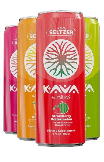 Variety pack picturing four different flavors of Mitra 9 Kava Seltzers